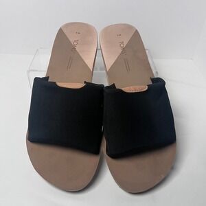 TOMS Carly Jersey Size 9 Black Fabric Slides Sandals‎ Casual Slip On Shoes